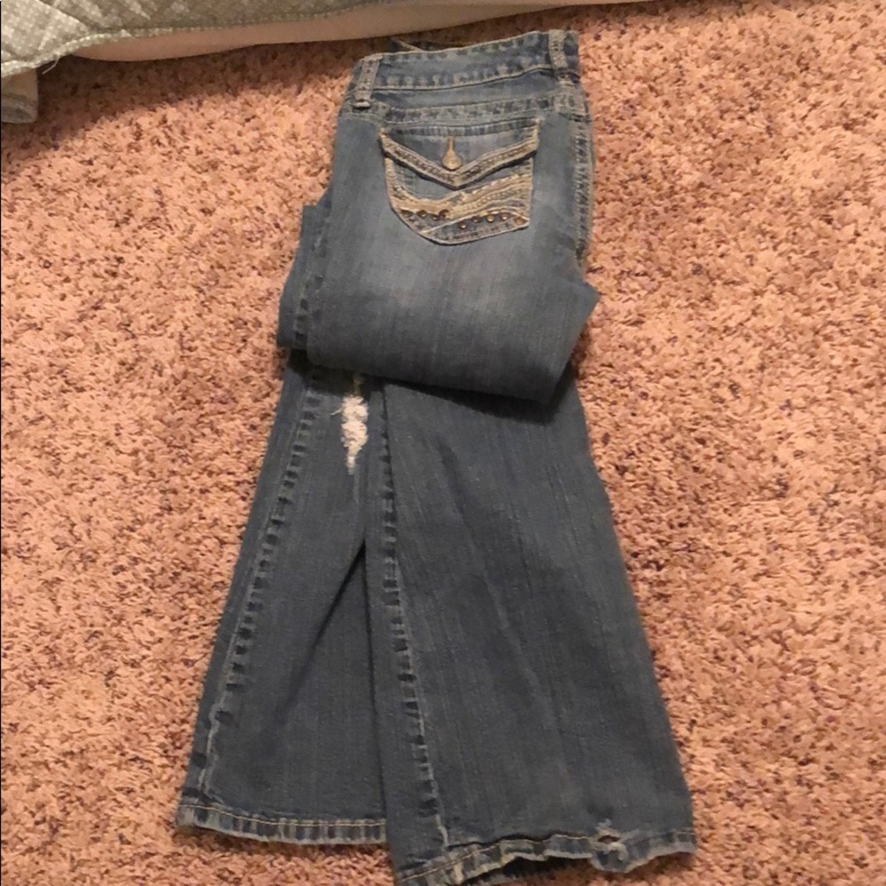 low rise boot-cut jeans